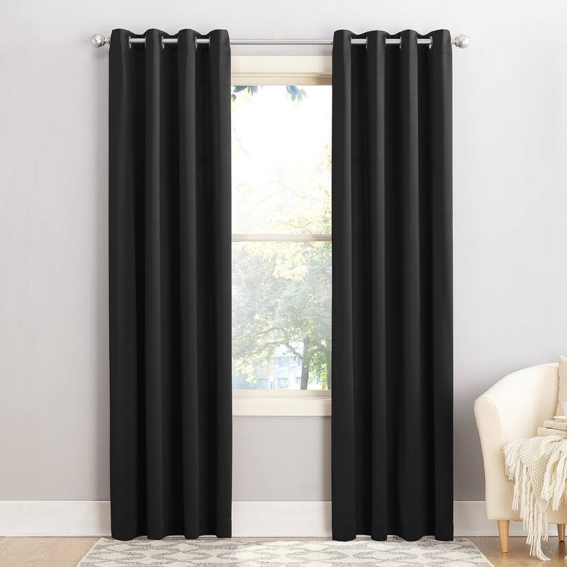 Porch & Den Nantahala Room Darkening Grommet Curtain Panel, Single Panel - 54 x 54 - Black