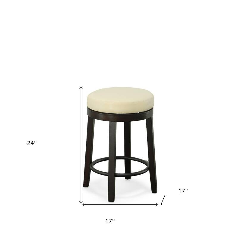 Faux Leather Swivel Bar Stools Set of 2 Finish Espresso Wood