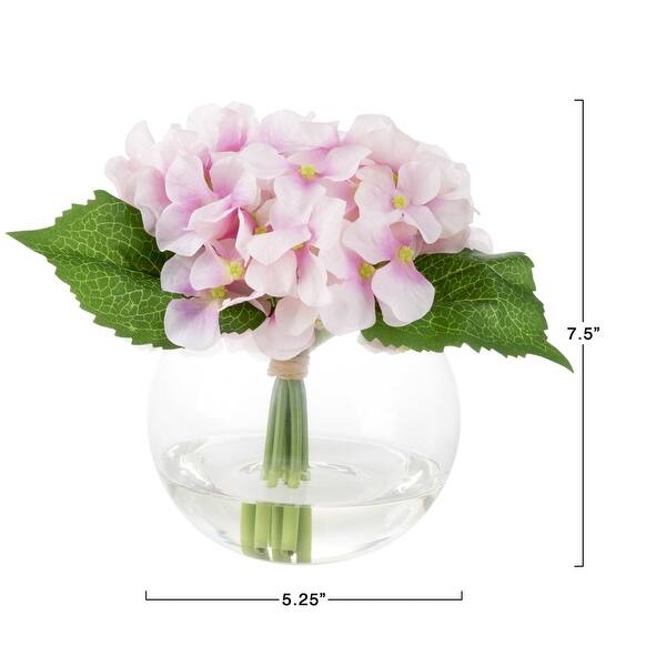 Shop Glass Round Vase Artificial Hydrangea Floral Table Decor