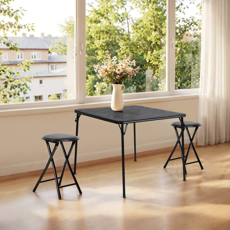 Homy Casa Set 2/4 Black Metal Folding Stools Portable Home & Events