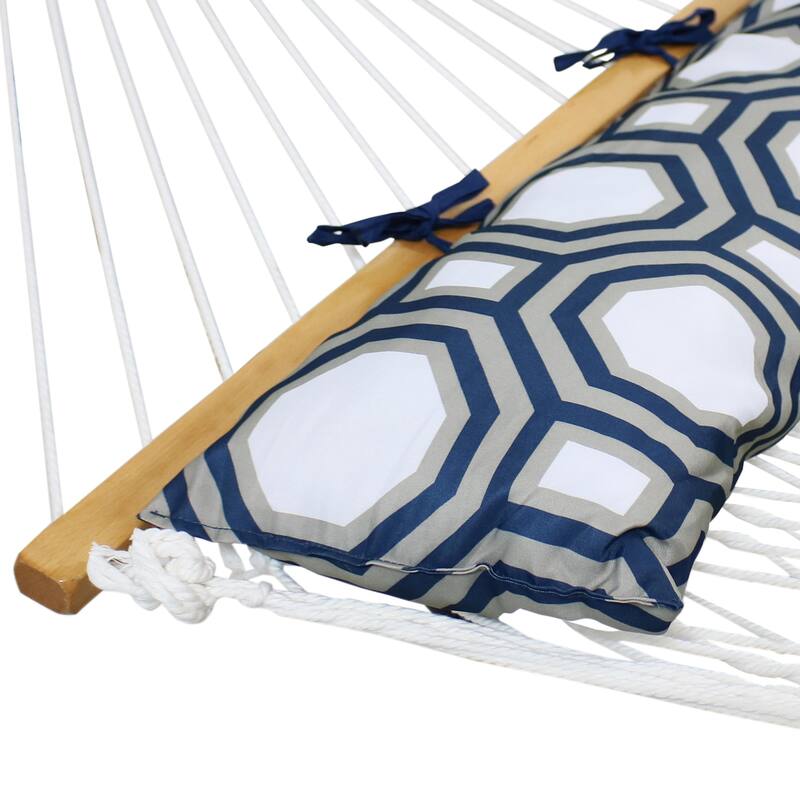 Sunnydaze 2-Person Polyester Spreader Bar Rope Hammock with 15-Foot Stand