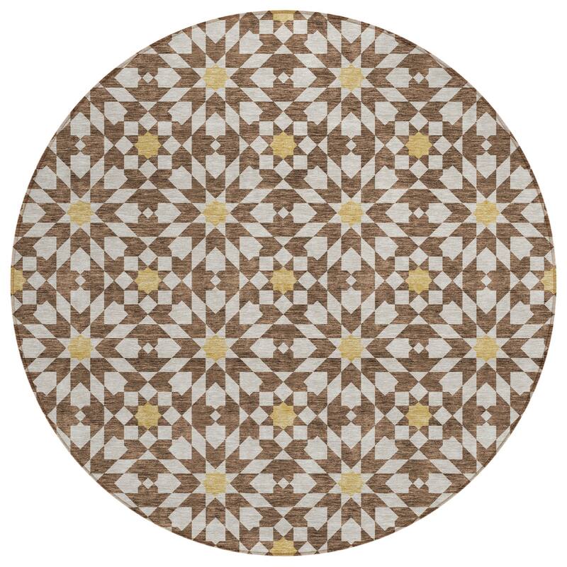 HomeRoots Floral Medallion Transitional Rectangle Outdoor Rug