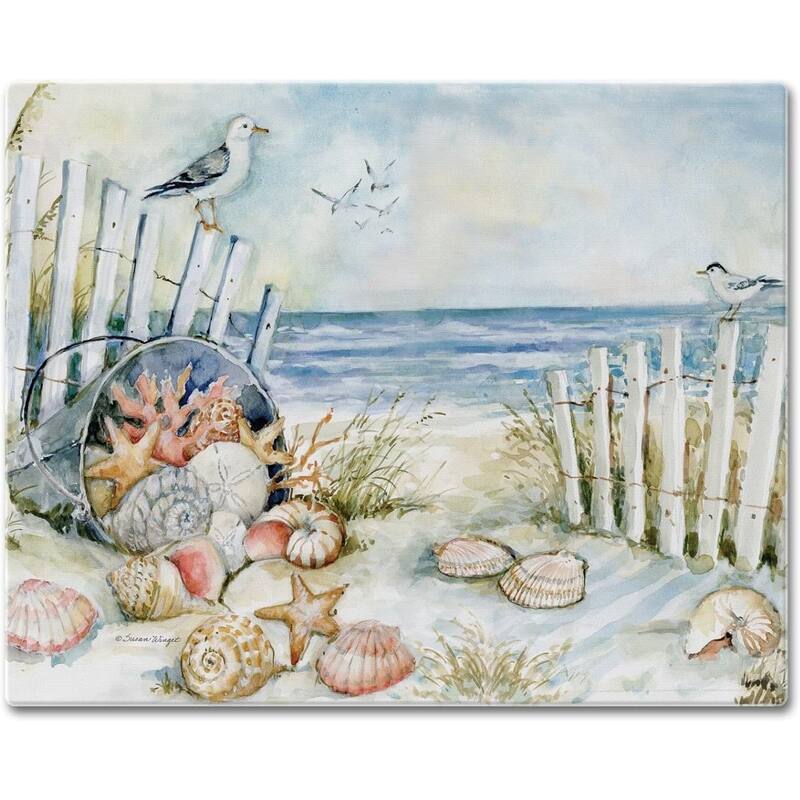 Coastal Sanctuary 3mm Heat Tolerant Tempered Glass Cutting Board 15” x 12” Manufactured in the USA Dishwasher Safe - Multi