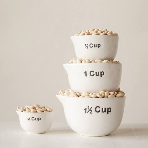 White Stoneware Measuring Cups (Set of 4 Sizes)