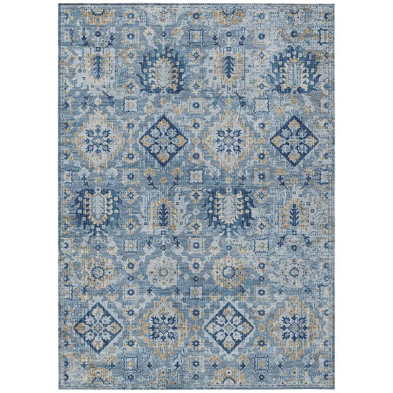 HomeRoots Floral Medallion Traditional Rectangle Outdoor Rug