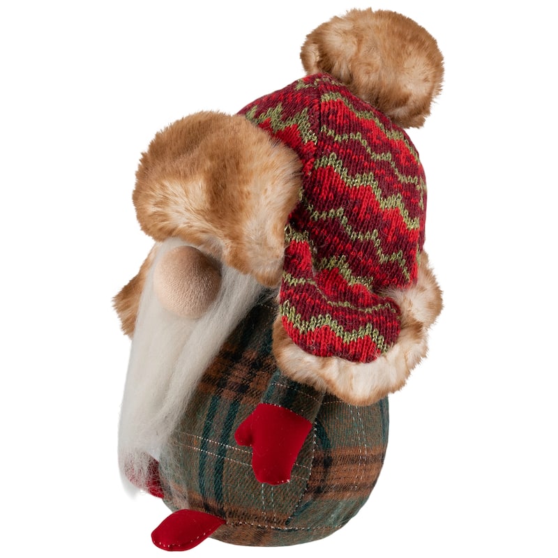 Gnome with Knitted Trapper Hat Christmas Figure - 7.75"