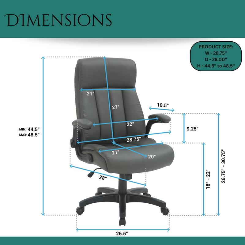 Modern Designs Faux Leather Adjustable Rolling Executive Office Chair