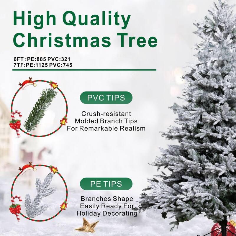 7/8FT Artificial Fir Christmas Tree with Metal Stand for Decor