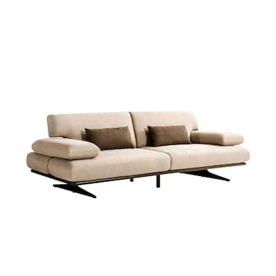 Pasargad Home Delano Beige Sofa with Sliding Backrest and Armrest - W97"xD41"xH33"