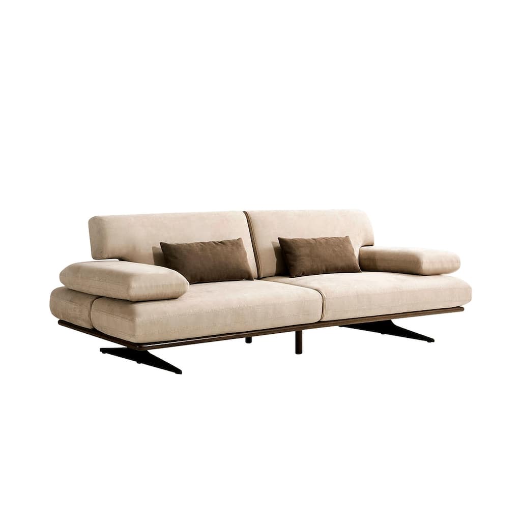 Pasargad Home Delano Beige Sofa with Sliding Backrest and Armrest - W97"xD41"xH33"