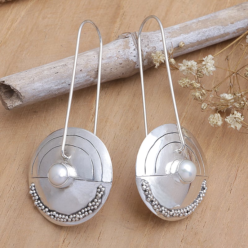 NOVICA Handmade Moonlight Sand Unique Freshwater Pearl Earrings (Indonesia)