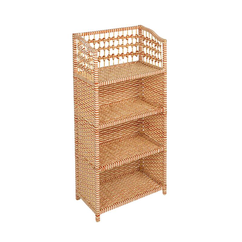 Household Essentials Woven Accent Shelf and Paper Rattan - 11.0"L x 18.9"W x 39.4"H - Cream