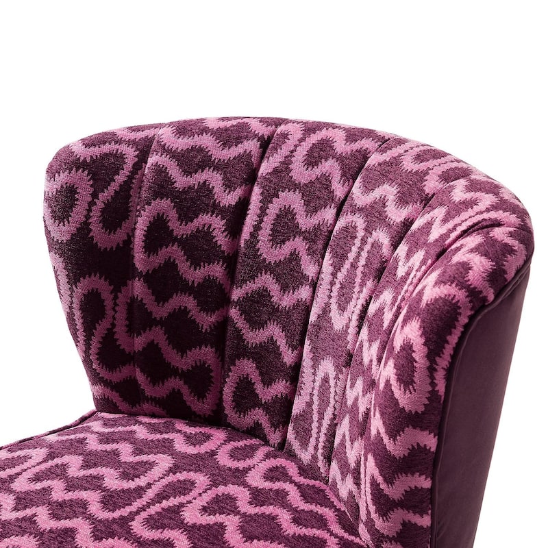 Amata Bold Patterned Tufted Side Chair with Goldtone Legs