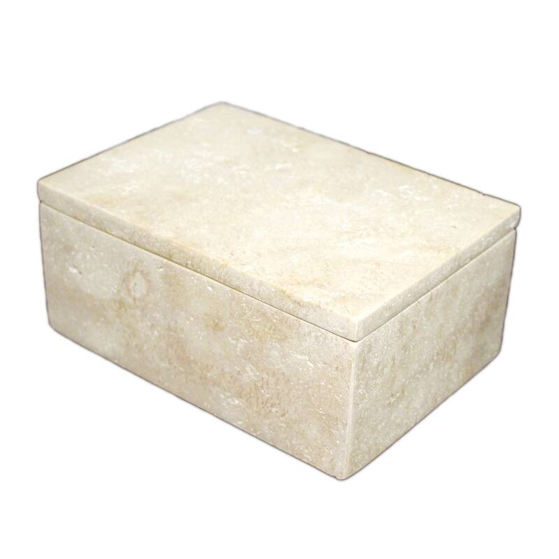 Small Travertine Rectangular Accent Box - 6" - Beige