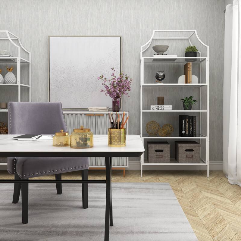 CosmoLiving by Cosmopolitan Gold Glass Living Room Decorative Jars with Metal Lids (Set of 2)