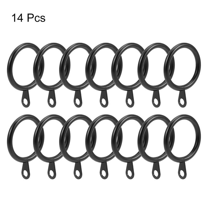 Curtain Rings, Metal Drapery Ring for Curtain Rods 14 Pcs - Black - 28mm