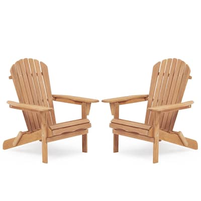 Wooden Outdoor Folding Adirondack Chair Set of 2