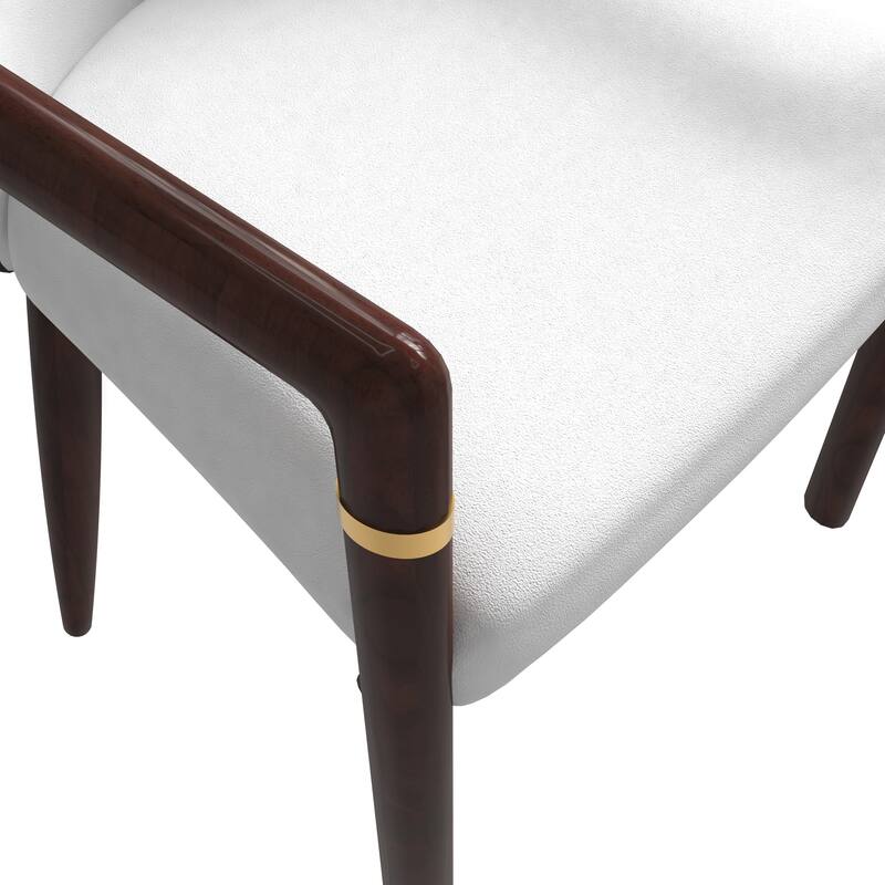 LeisureMod Modern Leather/Velvet Dining Chair - Elegant Armchair in Rubberwood with Gold Accents for Home Furniture