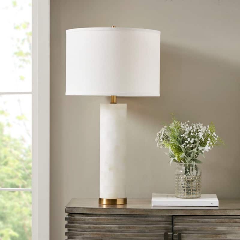 30" Alabaster White Farmhouse Table Lamp