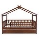 preview thumbnail 12 of 15, Full Size Wooden House Bed with Twin Size Trundle, Kid's Bed