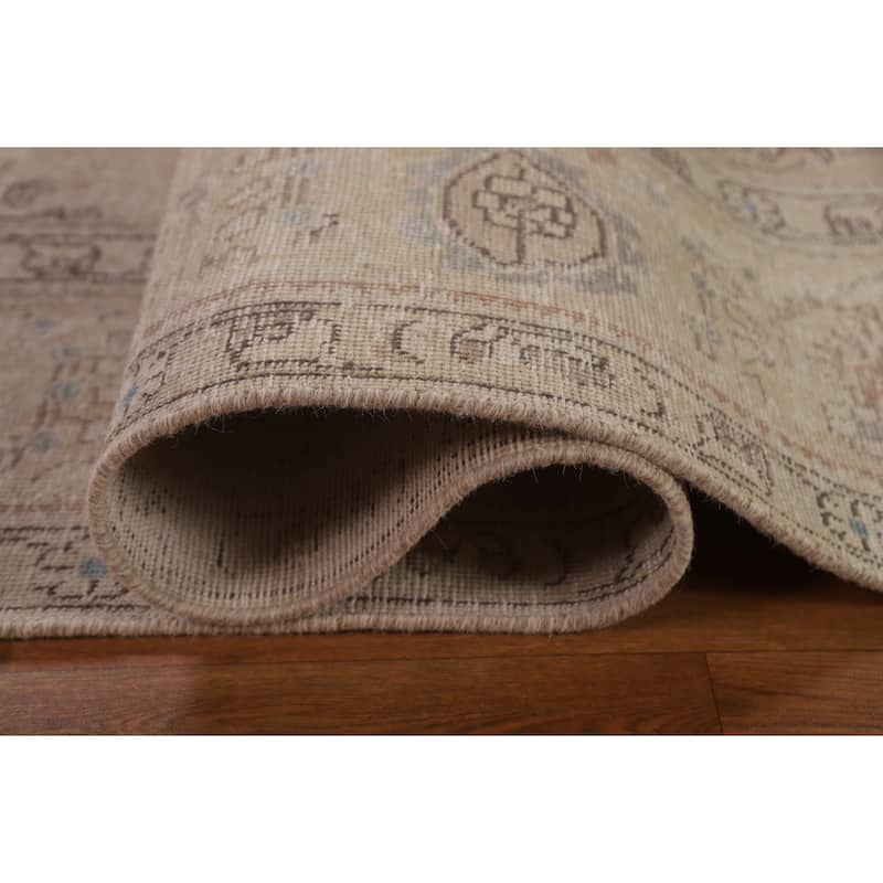 Antique Distressed Tabriz Persian Rug Hand-knotted Wool Carpet - 9'5" x 11'10"
