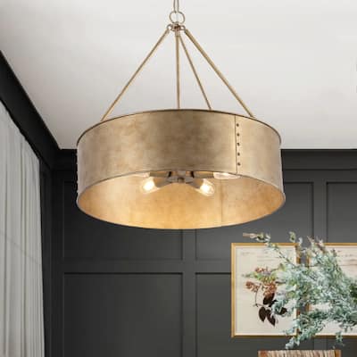 GetLedel 24" 5-Light Distressed Metal Drum Chandelier
