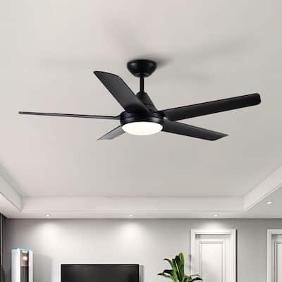 48 in. Dimmable Integrated LED Matte Black Ceiling Fan with Light and Remote
