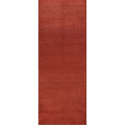 Modern Gabbeh Runner Rug Hand-Knotted Wool Carpet - 2'8" x 9'9"