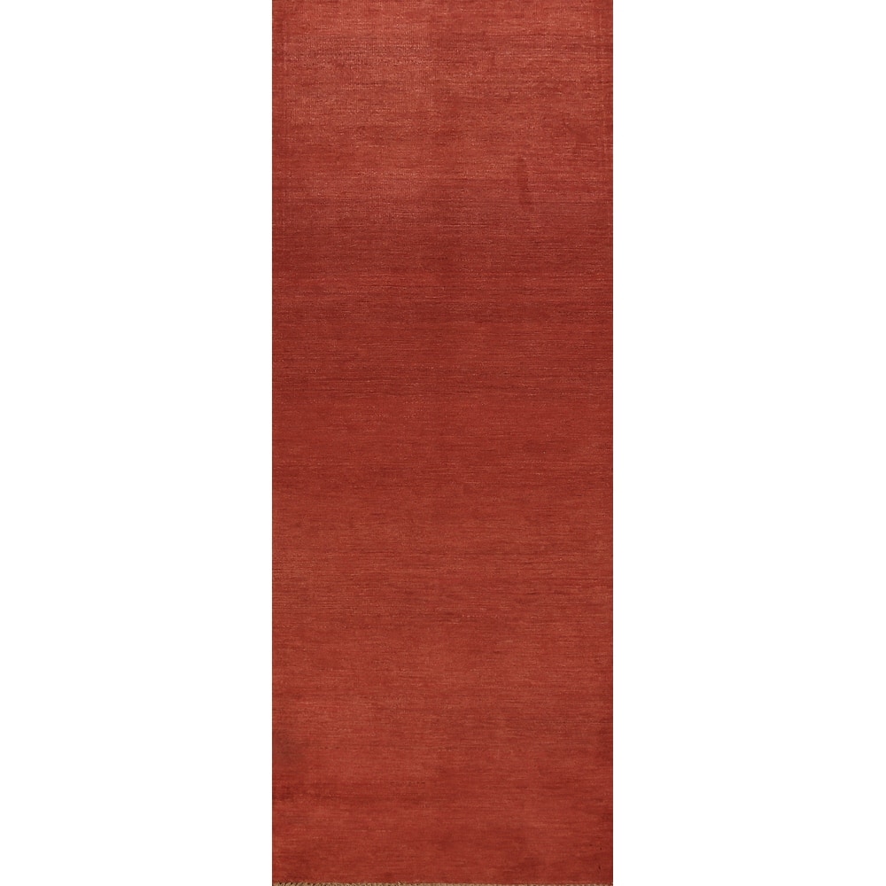 Modern Gabbeh Runner Rug Hand-Knotted Wool Carpet - 2'8" x 9'9"