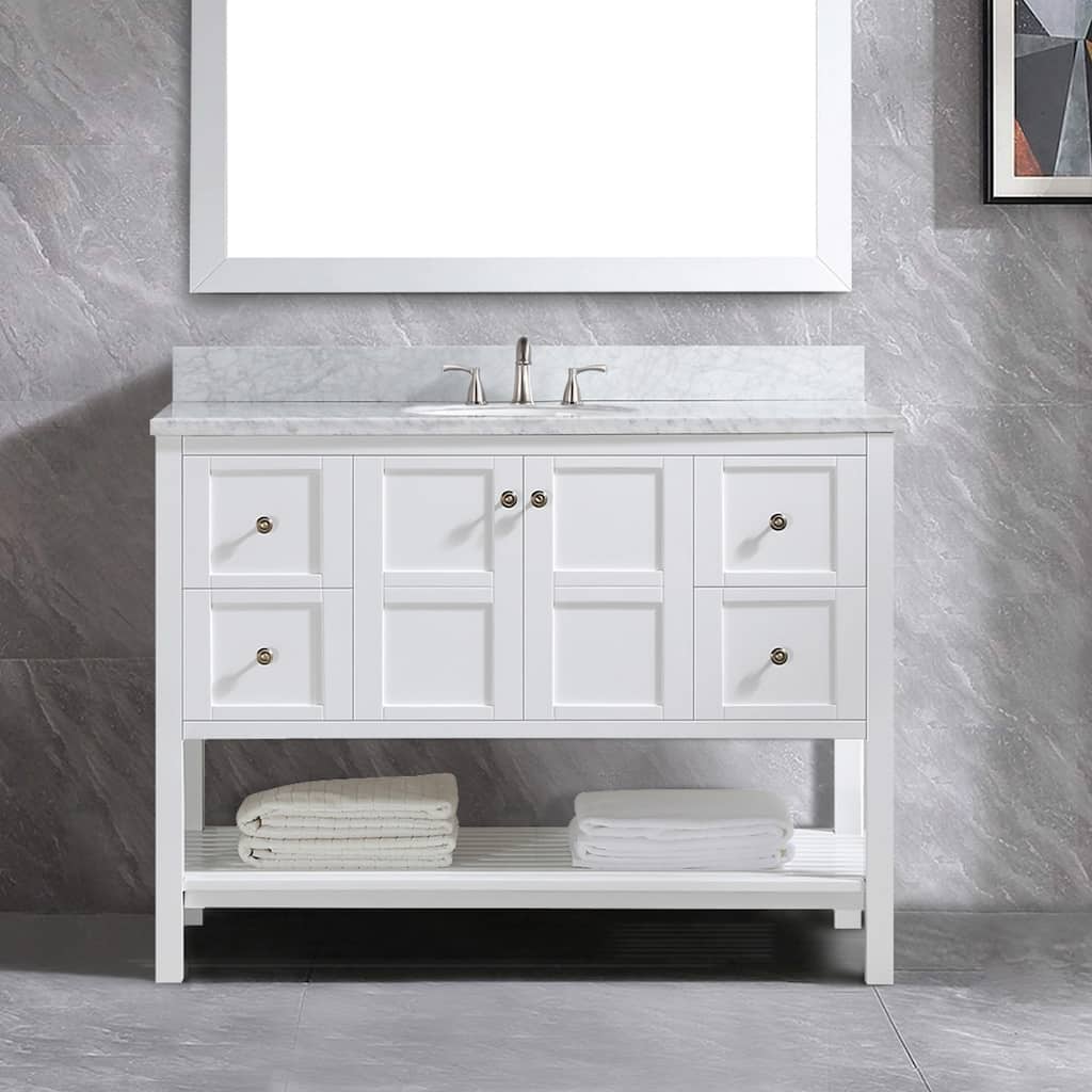 Proox 48" Modern Single Round Sink Bathroom Vanity Cabinet Set