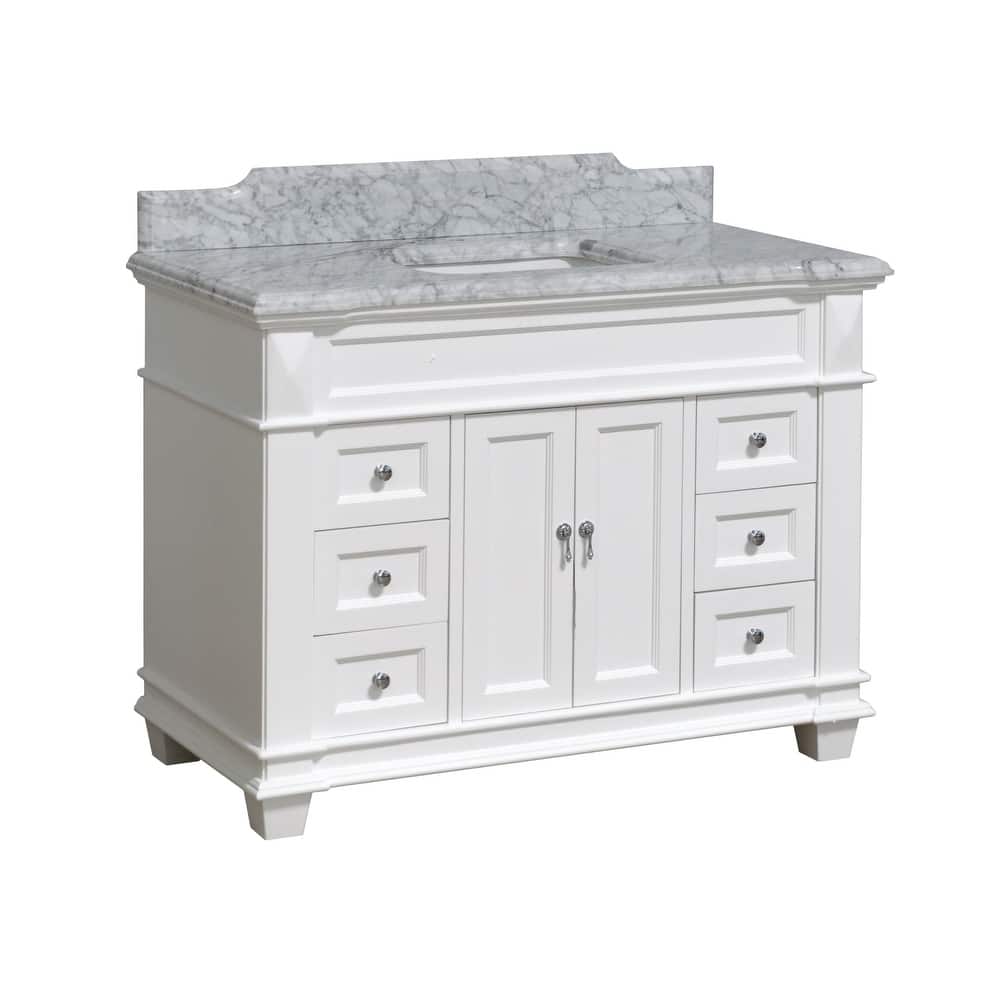 KitchenBathCollection Elizabeth 48" Bathroom Vanity with Carrara Marble Top
