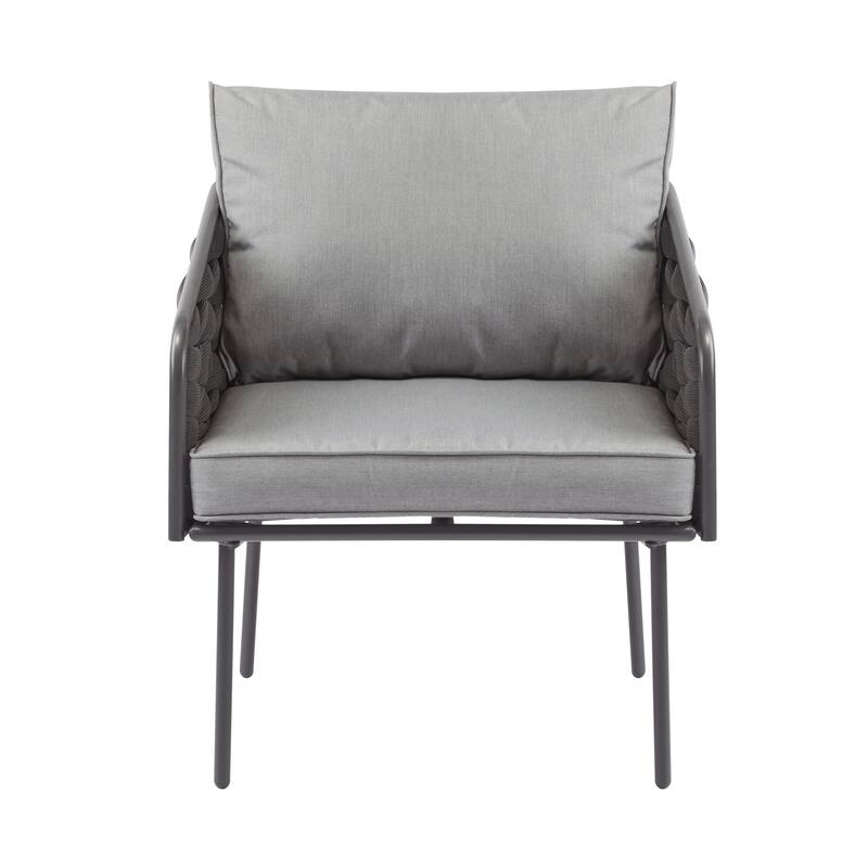 4-Pieces Outdoor Metal Patio Furniture Set, 5-Seat Patio Furniture Sofa Set with Cushion, Modern Outdoor Furniture Deep