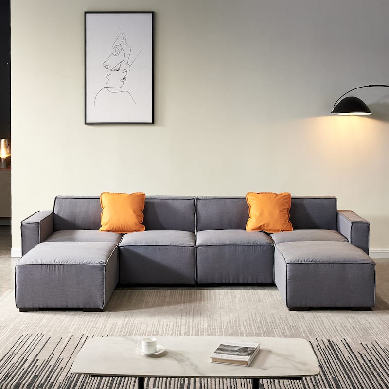 Modular Sofa with Convertible Ottoman Chaise