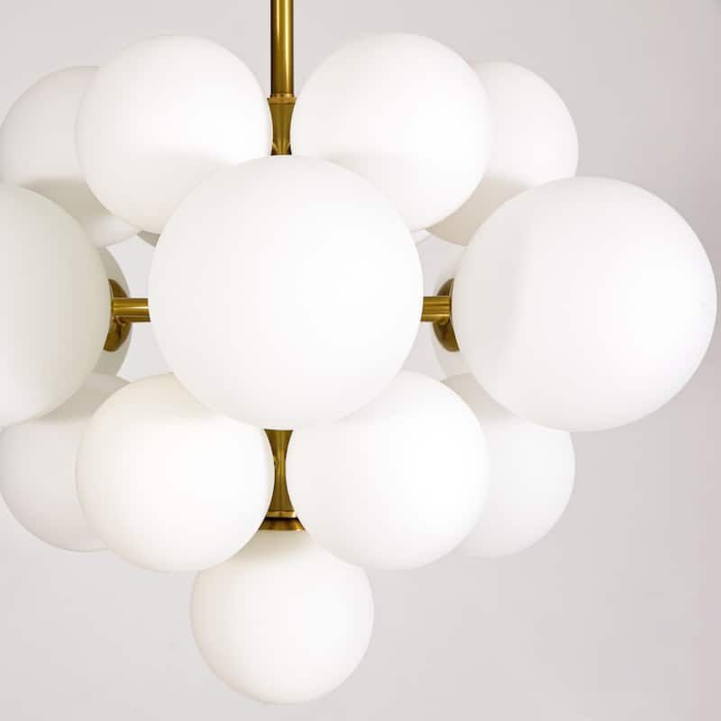 19-Light Brass Modern Glass Globe Bubble Chandelier Dining Room Light with Creative Grape Shape