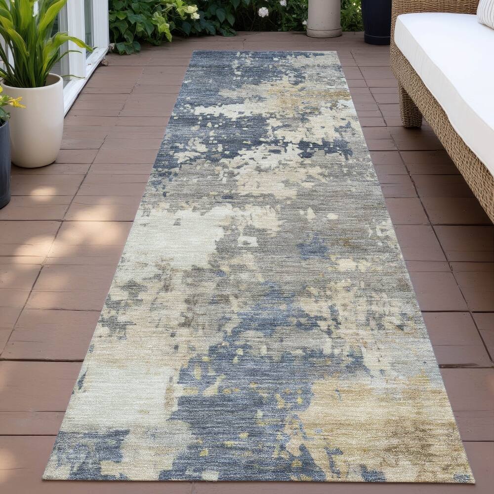 Machine Washable Indoor/Outdoor Contemporary Blend Chantille Rug