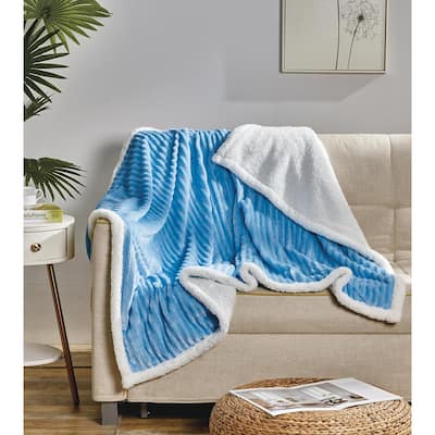 FAITH, HOPE, LOVE HOME DÉCOR Sherpa Corduroy Throw Blanket (50" x 60") - Light Blue