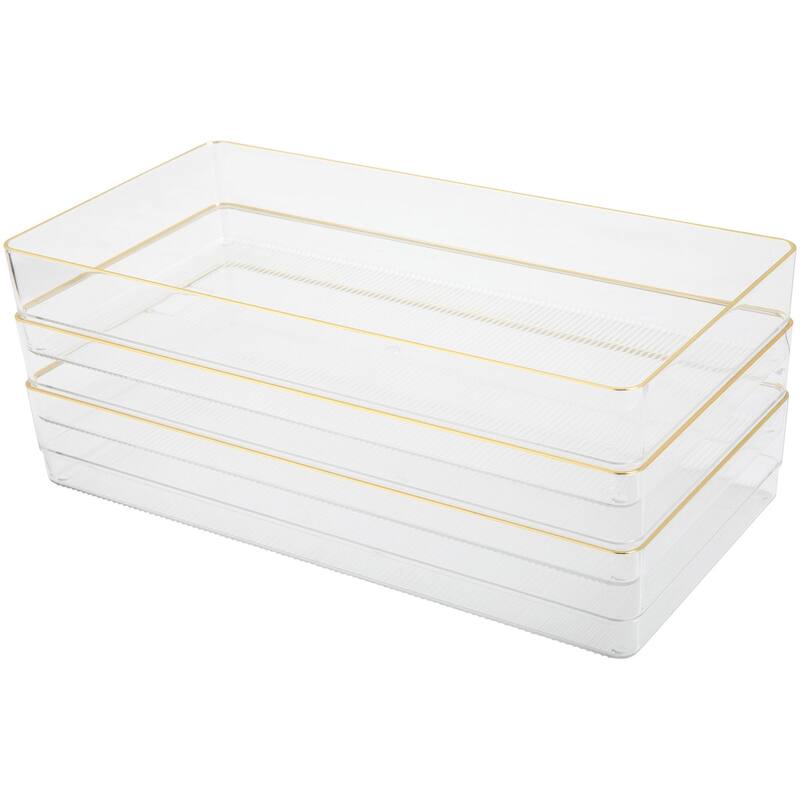 Flash Furniture BE-PB8973-G-3-MS Kerry 2" Tall Office Organizer Set - Clear / Gold - Clear / Gold