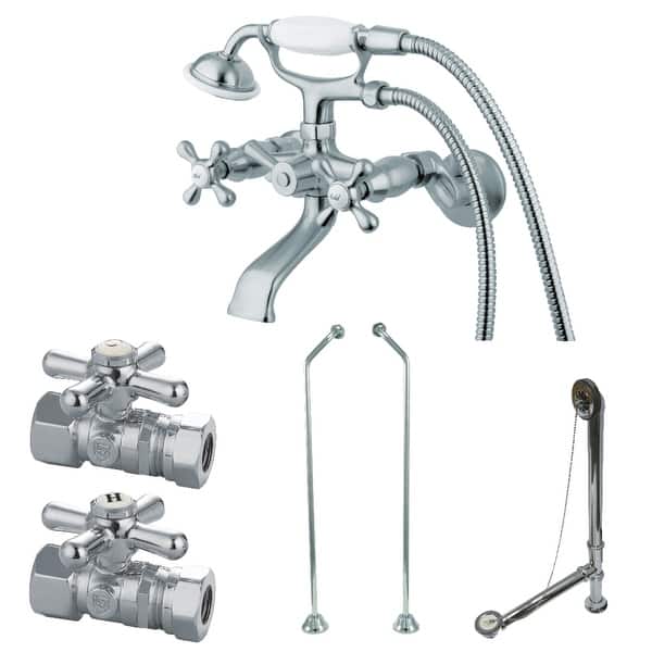 slide 1 of 1, Kingston Brass Vintage Wall-mount Clawfoot Faucet Package Polished Chrome