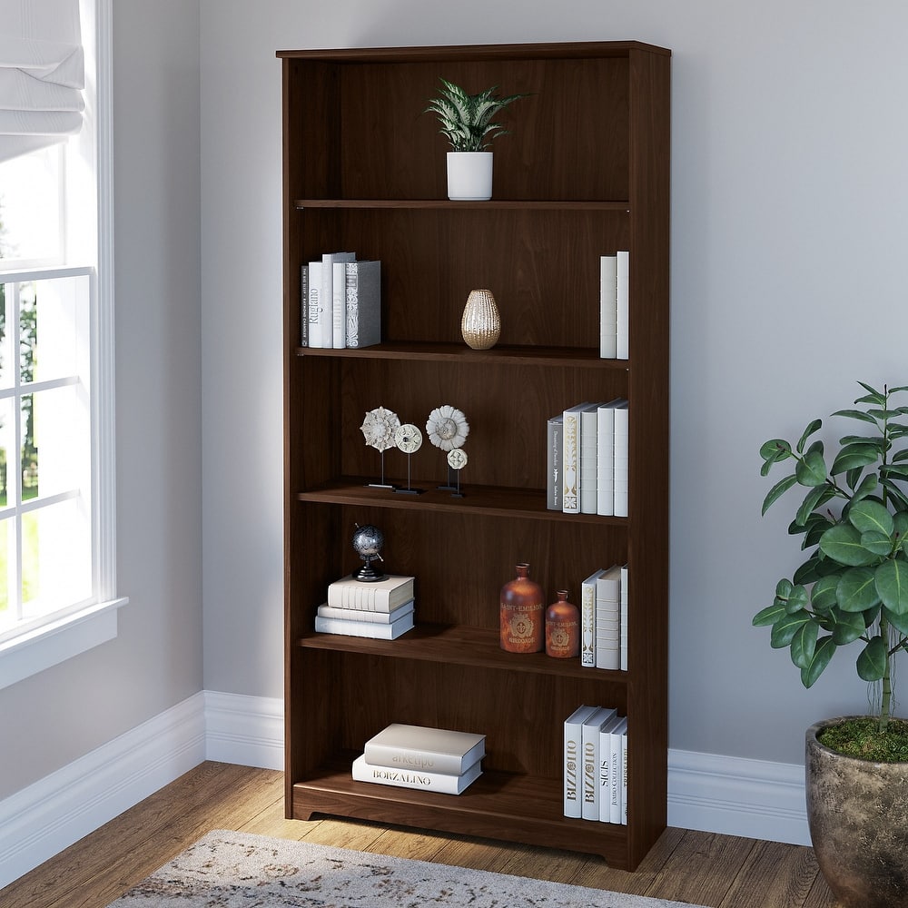 Bush Furniture Cabot Tall 5 Shelf Bookcase with Adjustable Shelves