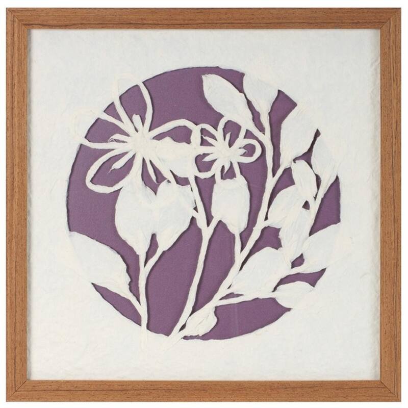 HomeRoots Set Of Two Purple And White Floral Brown Framed Wall Art