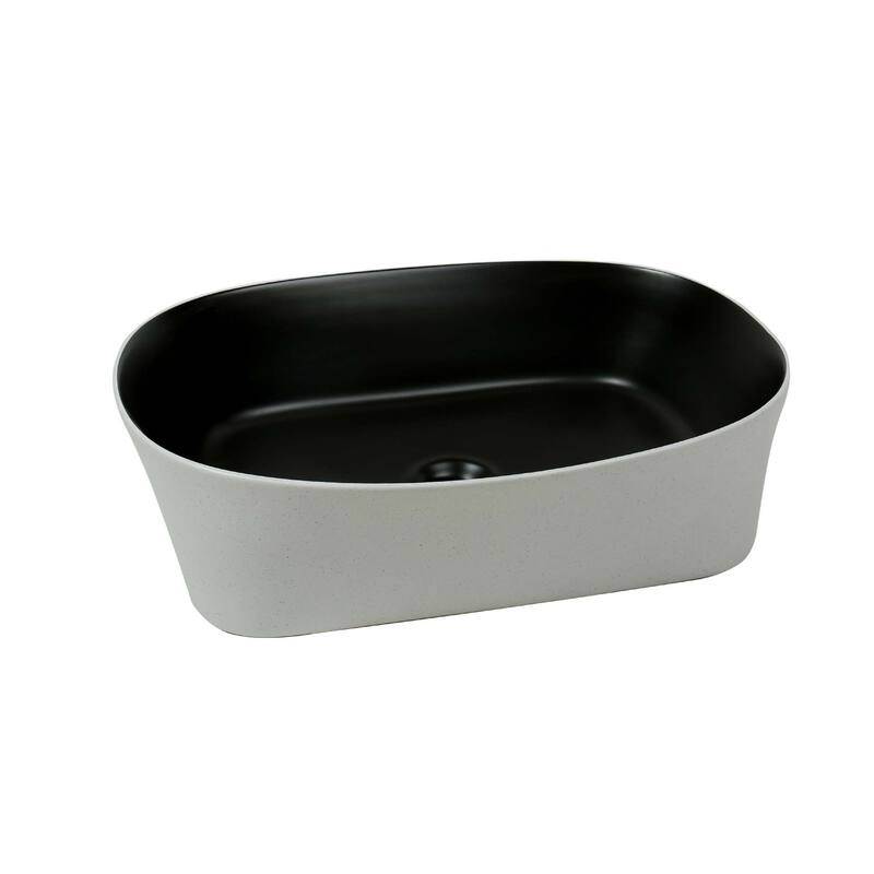 20" x 14" Modern Oval Vessel Sink - Matte White Exterior with Black Interior - 20" x 14"