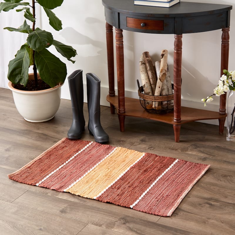 Stonewash Blue Slim Stripe Cotton Chindi Rug 2Ft 3Inx6Ft