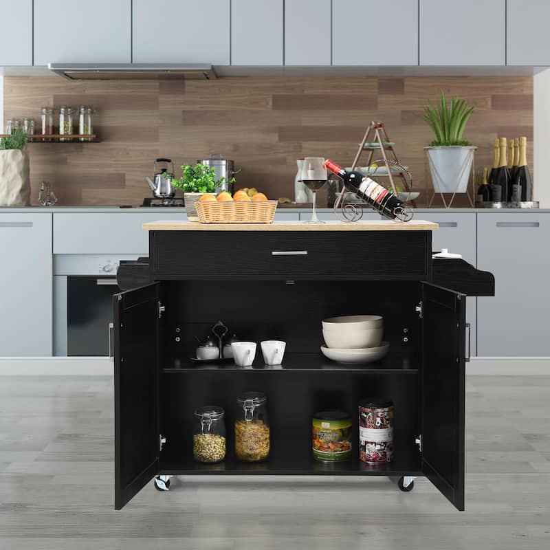 Costway Rolling Kitchen Island Cart Storage Cabinet w/ Towel & Spice