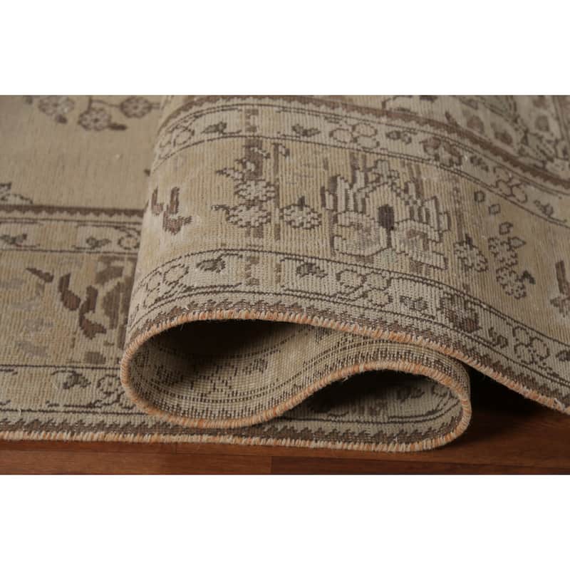 Distressed Tabriz Persian Vintage Area Rug Handmade Wool Carpet - 7'10"x 11'2"