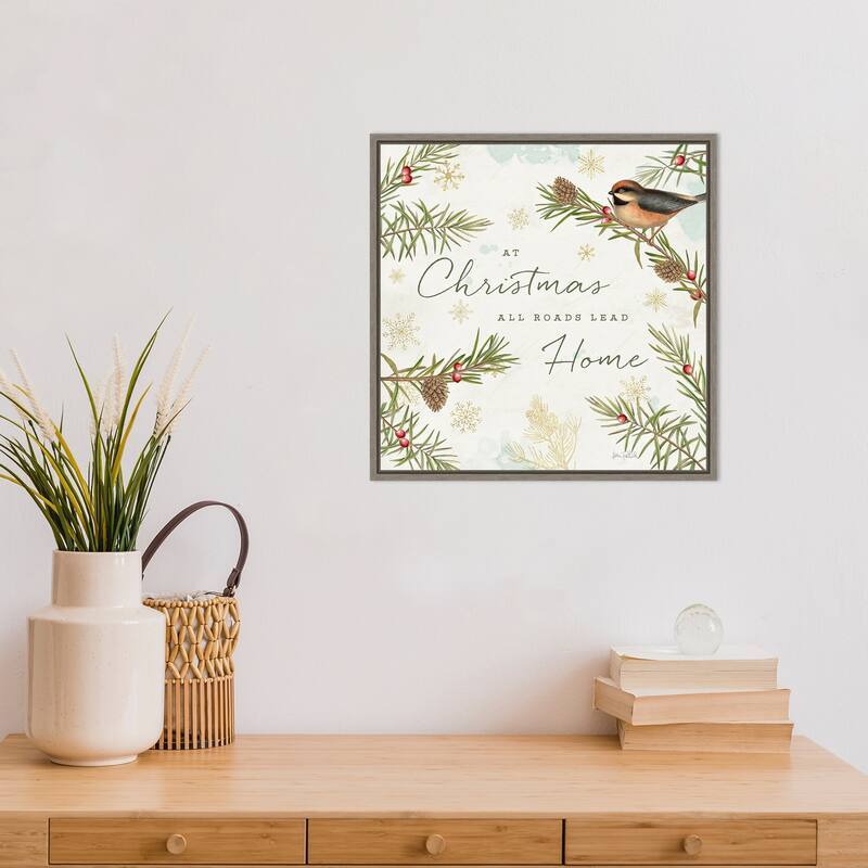 Christmas Tradition V (Bird) by Katie Pertiet Framed Canvas Art