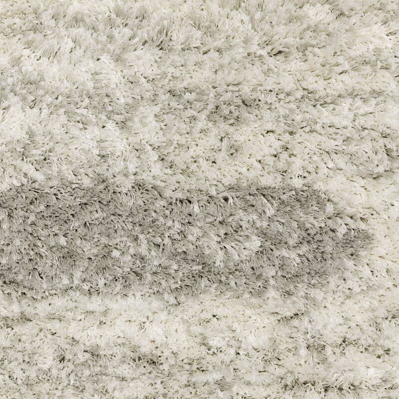 Style Haven Valentina Striped Edge Ivory/ Grey Shag Rug