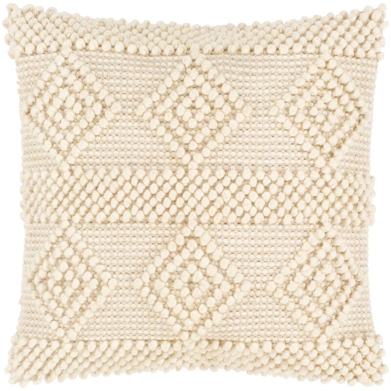 Haya Textured Handwoven Bohemian Throw Pillow - 20"x20" Cover Only - Ivory