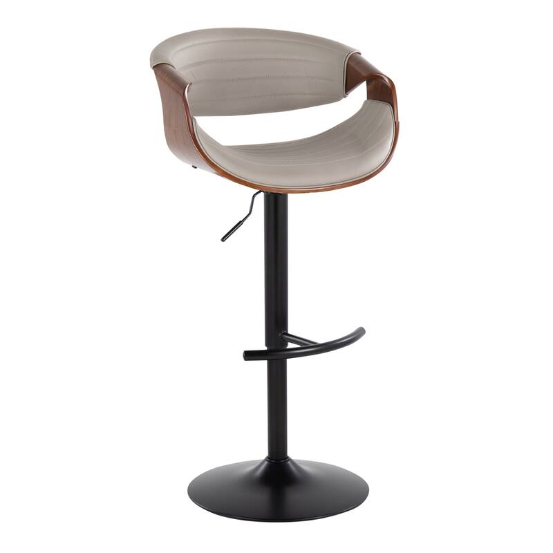 Carson Carrington Kanteborg Adjustable Bar Stool with Rounded T Footrest (Set of 2) - Grey PU/Walnut/Black Metal