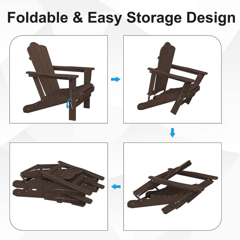Plastic Folding Outdoor Patio Adirondack Chair With Slat Seat