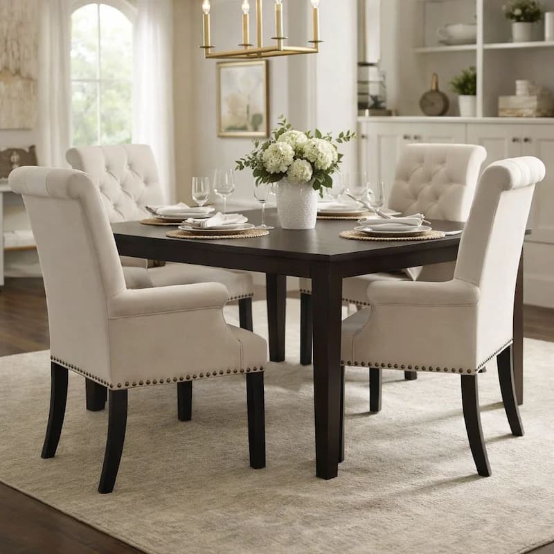 Ali 27 Inch Accent Armchair, Light Gray Fabric Button Tufted Rolled Back